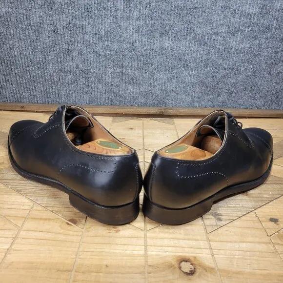 Peal &amp; Co Brooks Brothers Men's Oxfords Dress Shoe Black Leather Cap Toe Sz 11D
