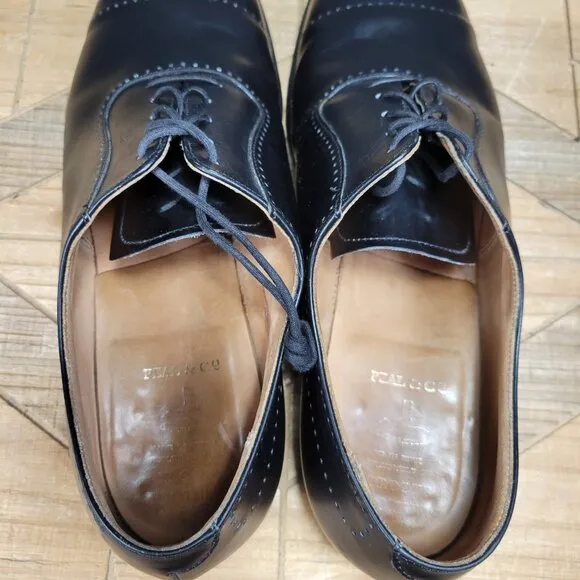 Peal &amp; Co Brooks Brothers Men's Oxfords Dress Shoe Black Leather Cap Toe Sz 11D