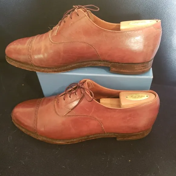 Peal &amp; Co for Brooks Brothers Sz 11E Brown Calf Made in England Cap-Toe Oxfords