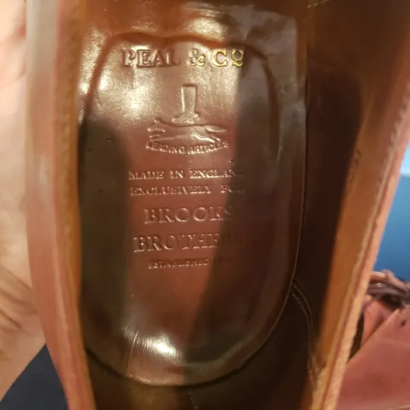 Peal &amp; Co for Brooks Brothers Sz 11E Brown Calf Made in England Cap-Toe Oxfords