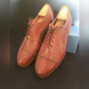 Peal &amp; Co for Brooks Brothers Sz 11E Brown Calf Made in England Cap-Toe Oxfords