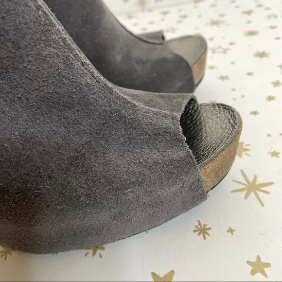 Pedro Garcia | Pauola Suede Peep Toe Platform Heels Gray Size 39