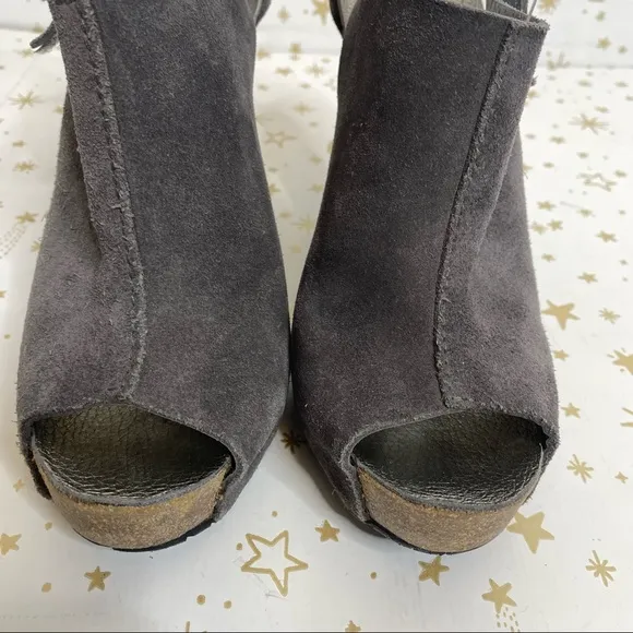 Pedro Garcia | Pauola Suede Peep Toe Platform Heels Gray Size 39
