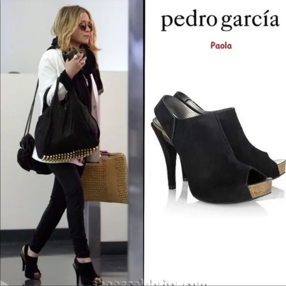 Pedro Garcia | Pauola Suede Peep Toe Platform Heels Gray Size 39