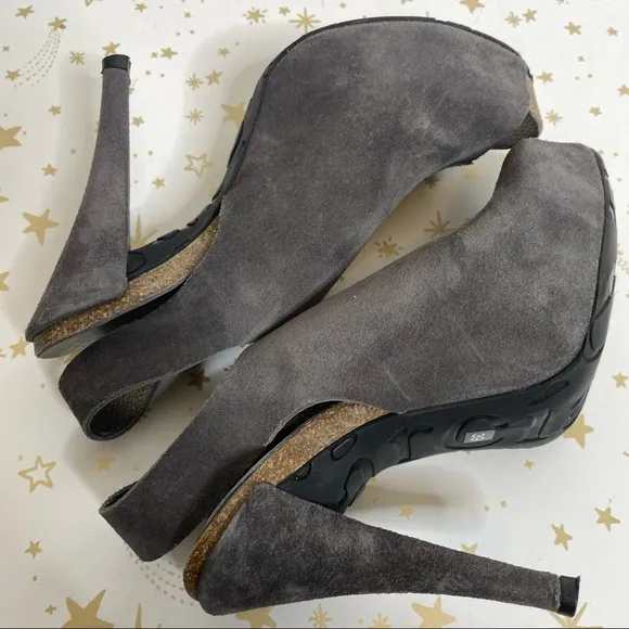 Pedro Garcia | Pauola Suede Peep Toe Platform Heels Gray Size 39