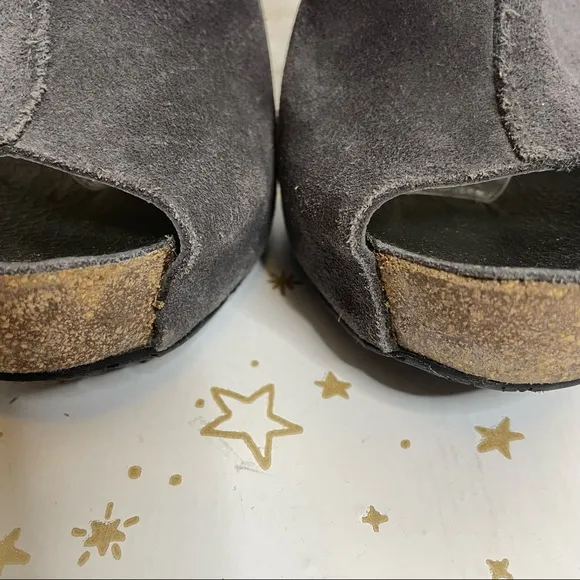 Pedro Garcia | Pauola Suede Peep Toe Platform Heels Gray Size 39