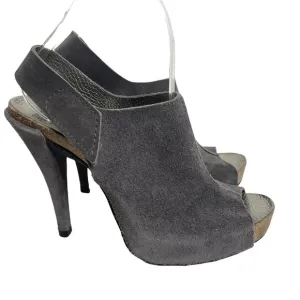 Pedro Garcia | Pauola Suede Peep Toe Platform Heels Gray Size 39