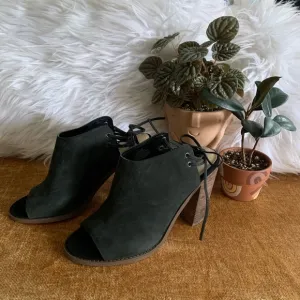 Peep Toe Lace Back Mules
