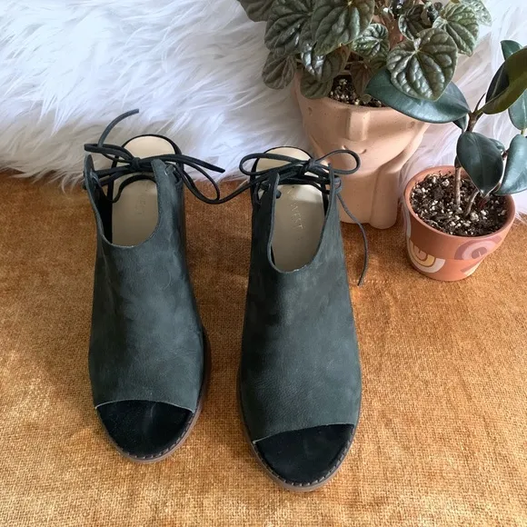 Peep Toe Lace Back Mules