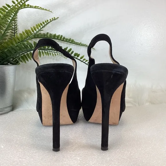 PELLE MODA OANA SUEDE LEATHER PLATFORM SLINGBACK STILETTO HEELS SZ 5