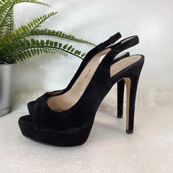 PELLE MODA OANA SUEDE LEATHER PLATFORM SLINGBACK STILETTO HEELS SZ 5