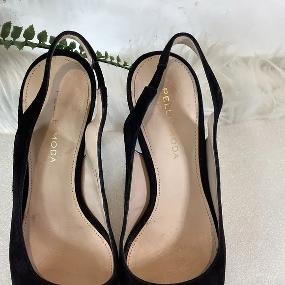 PELLE MODA OANA SUEDE LEATHER PLATFORM SLINGBACK STILETTO HEELS SZ 5