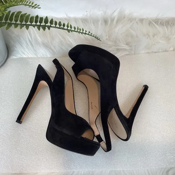 PELLE MODA OANA SUEDE LEATHER PLATFORM SLINGBACK STILETTO HEELS SZ 5