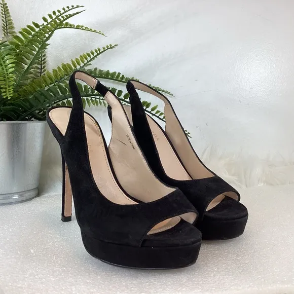 PELLE MODA OANA SUEDE LEATHER PLATFORM SLINGBACK STILETTO HEELS SZ 5