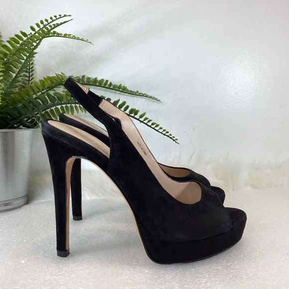 PELLE MODA OANA SUEDE LEATHER PLATFORM SLINGBACK STILETTO HEELS SZ 5
