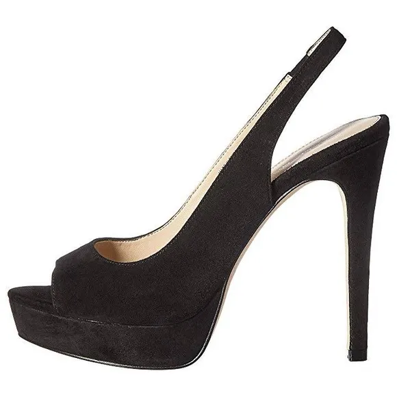 PELLE MODA OANA SUEDE LEATHER PLATFORM SLINGBACK STILETTO HEELS SZ 5