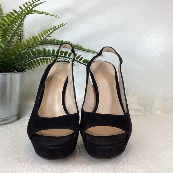 PELLE MODA OANA SUEDE LEATHER PLATFORM SLINGBACK STILETTO HEELS SZ 5