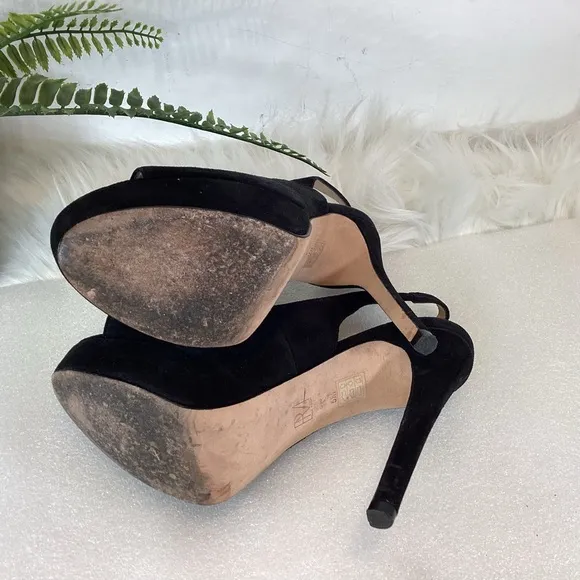 PELLE MODA OANA SUEDE LEATHER PLATFORM SLINGBACK STILETTO HEELS SZ 5