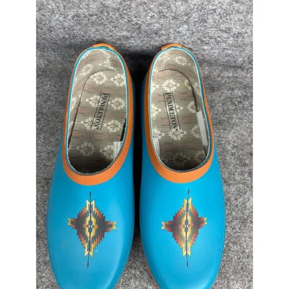 Pendleton Pagosa Spring Rubber Clogs Women’s 10 Turquoise Slip On Waterproof