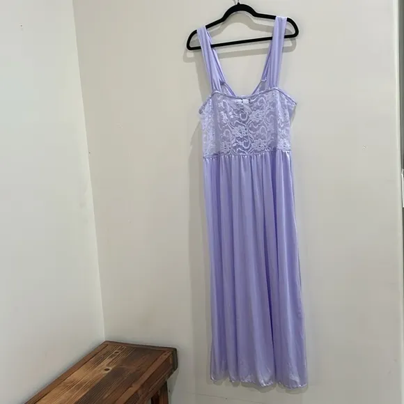 Periwinkle Lace Vintage Nightgown Sexy Slip Dress Size 2X