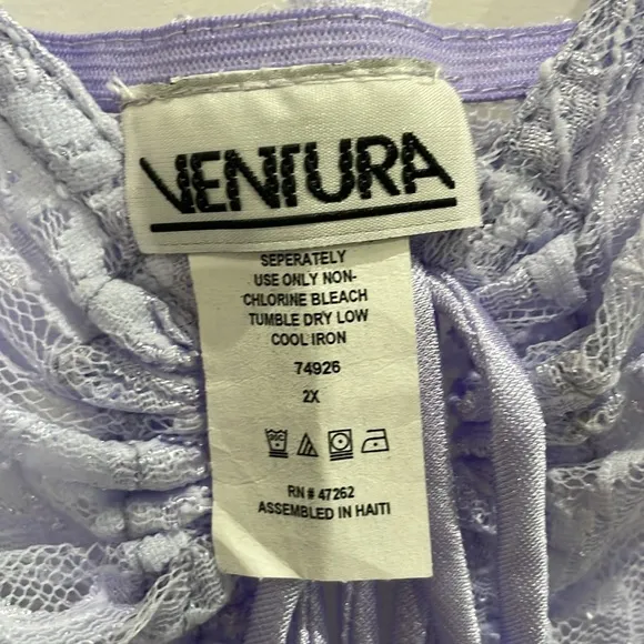 Periwinkle Lace Vintage Nightgown Sexy Slip Dress Size 2X