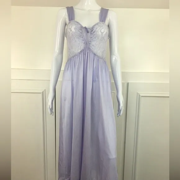 Periwinkle Lace Vintage Nightgown Sexy Slip Dress Size 2X