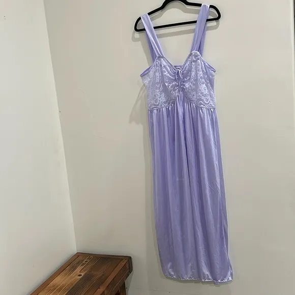 Periwinkle Lace Vintage Nightgown Sexy Slip Dress Size 2X