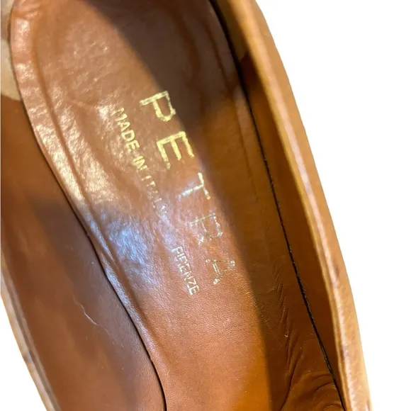 Petra Firenze Italian Made Ostrich Leather Heels Pumps Size 7 Kitten Heels