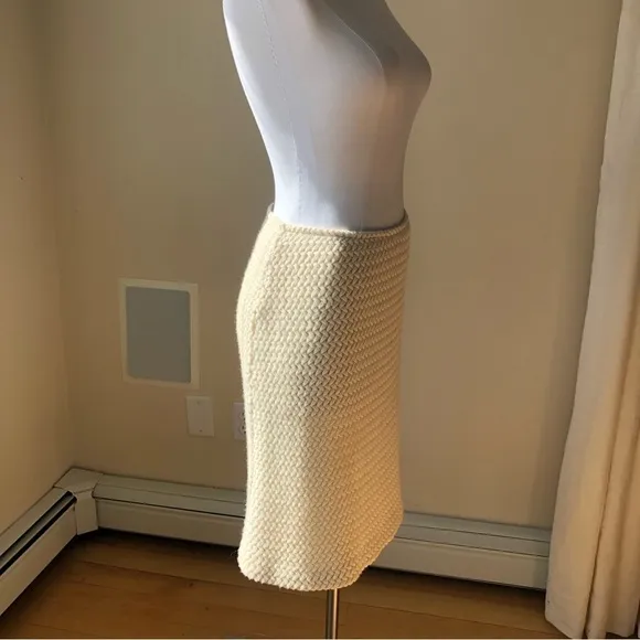 PIAZZA Sempione Italian Ivory Wool knee length woven skirt S