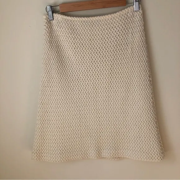 PIAZZA Sempione Italian Ivory Wool knee length woven skirt S