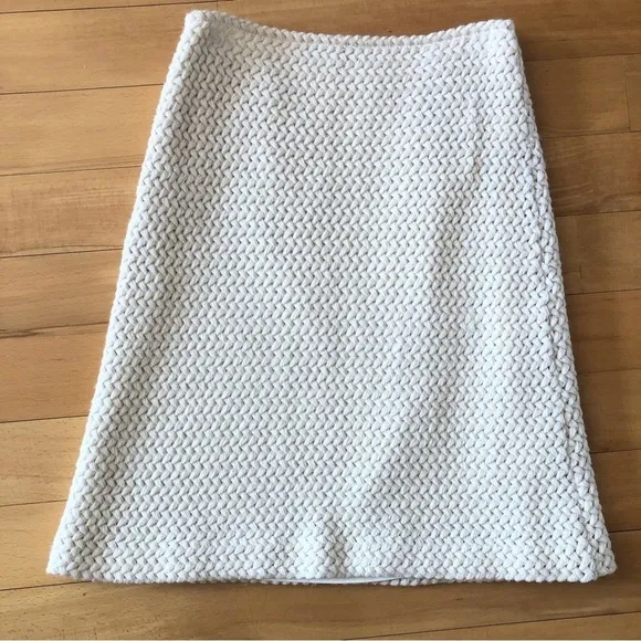 PIAZZA Sempione Italian Ivory Wool knee length woven skirt S