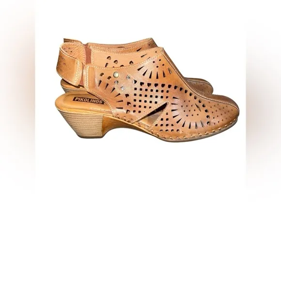 Pikolinos Brown Leather Romana Slingback Heels Shoes size 40 Or US 9.5