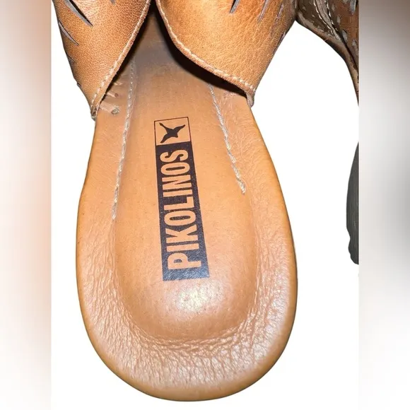 Pikolinos Brown Leather Romana Slingback Heels Shoes size 40 Or US 9.5