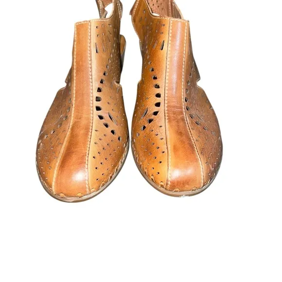 Pikolinos Brown Leather Romana Slingback Heels Shoes size 40 Or US 9.5