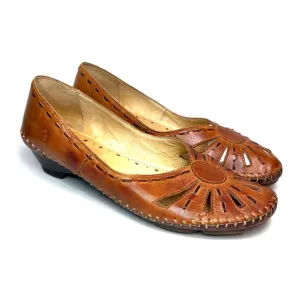 Pikolinos Cognac Leather Kitten Heels | 37