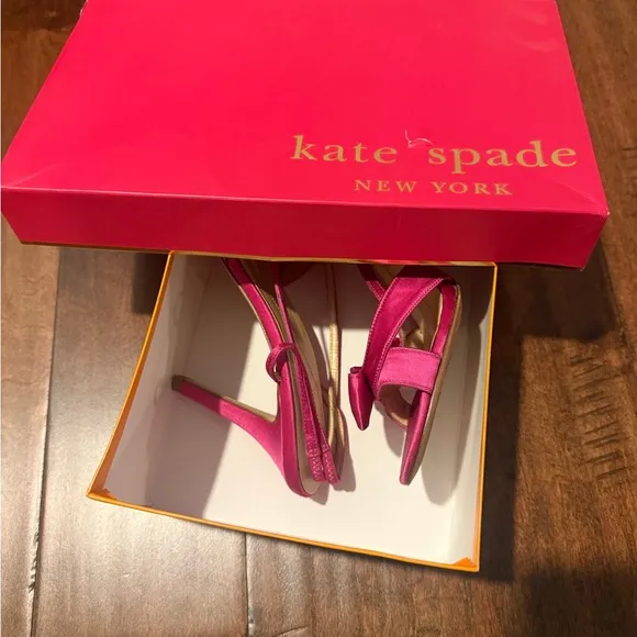 Pink Satin Kate Spade Slingback Heels