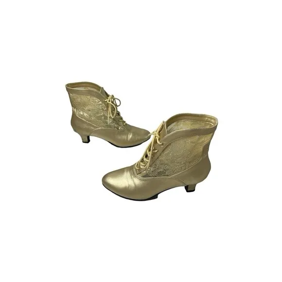 Pleaser Funtasma Lace Victorian Ankle Booties Kitten Heels Adult Women Dame sz 9