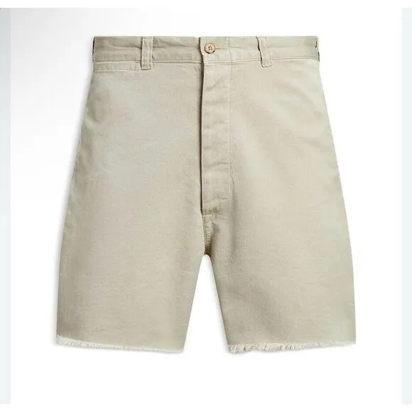 Polo Ralph Lauren Cutoff Frayed Edge Shorts Khaki The Burroughs Chino Size 40‎