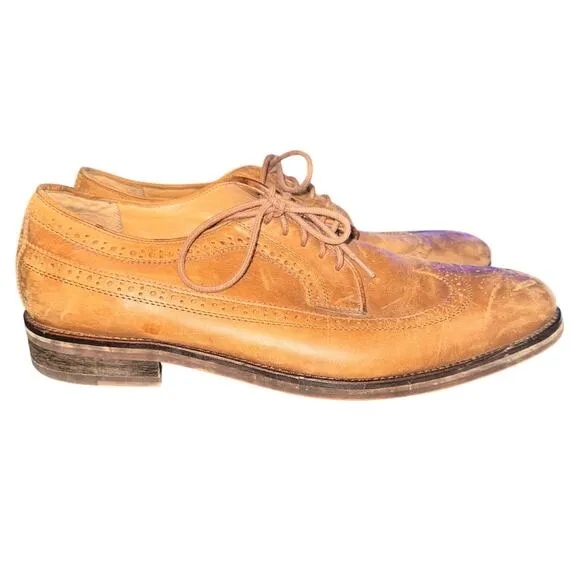 Polo Ralph Lauren Moseley Oxfords Men's Size 12 D Tan Leather Wingtip Dress Shoe