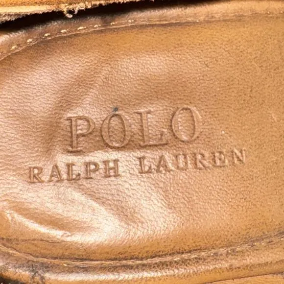 Polo Ralph Lauren Moseley Oxfords Men's Size 12 D Tan Leather Wingtip Dress Shoe