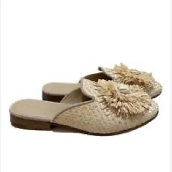 Polo Ralph Lauren Slip-On Callie Raffia Women Slippers Mules Shoes Beige Sz. 7 B