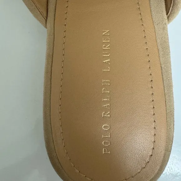 Polo Ralph Lauren Slip-On Callie Raffia Women Slippers Mules Shoes Beige Sz. 7 B