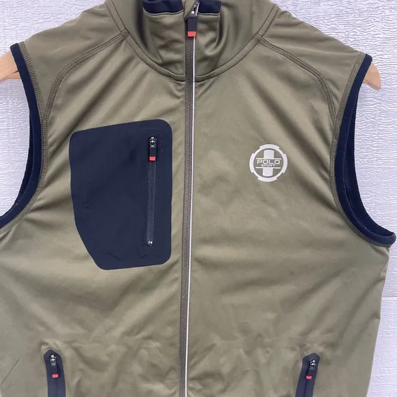 Polo Sport Ralph Lauren Olive Performance cycle Vest Full-Zip Mens Small