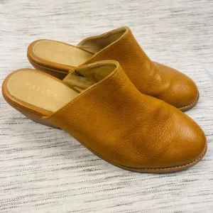 Portland Leather Goods Patina Dune Tan Slip On Mules Size 8/38 Minimalist