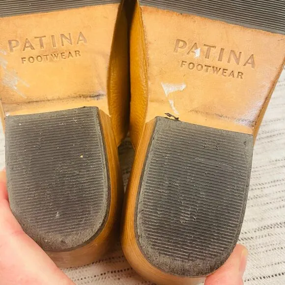 Portland Leather Goods Patina Dune Tan Slip On Mules Size 8/38 Minimalist
