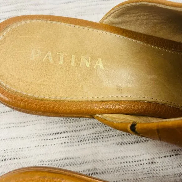 Portland Leather Goods Patina Dune Tan Slip On Mules Size 8/38 Minimalist