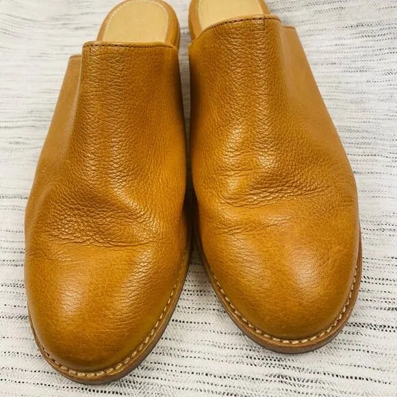 Portland Leather Goods Patina Dune Tan Slip On Mules Size 8/38 Minimalist