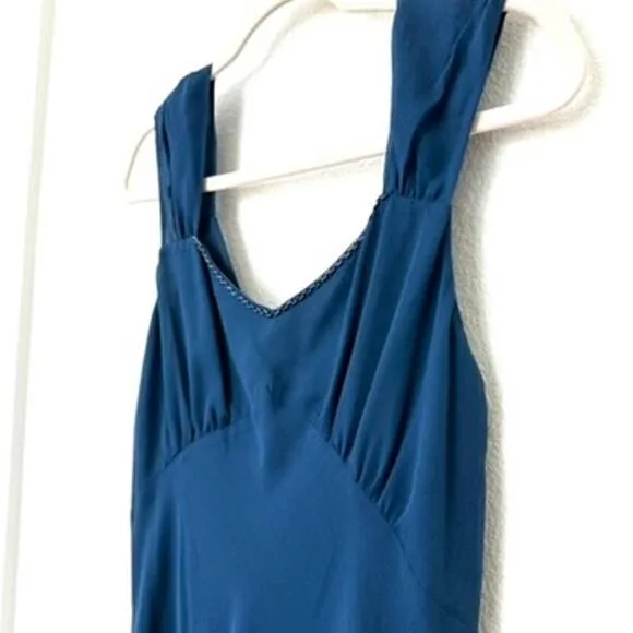 Possibility by Fiori di Zucca 100% Silk Slip Dress, Navy, Size M