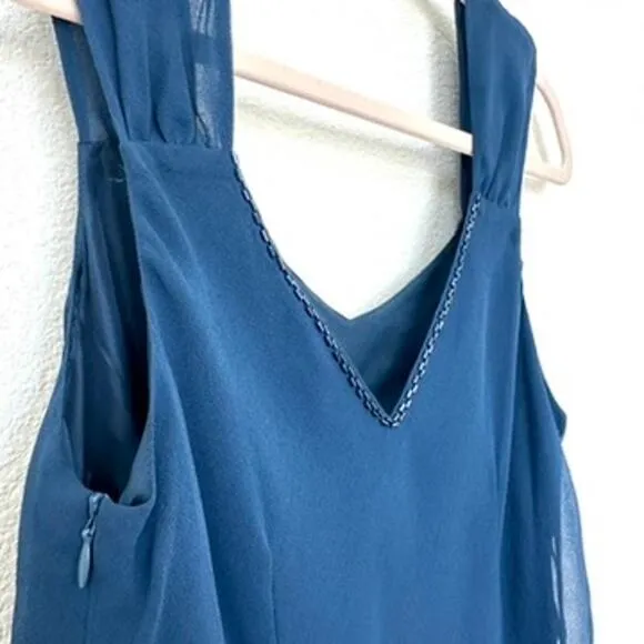 Possibility by Fiori di Zucca 100% Silk Slip Dress, Navy, Size M