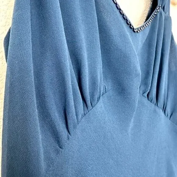 Possibility by Fiori di Zucca 100% Silk Slip Dress, Navy, Size M